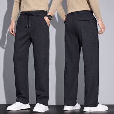 批发<b class='q'>冬</b>季新款针织人字纹醋酸绵羊毛休闲裤男直筒松紧腰轻商务厚款长裤