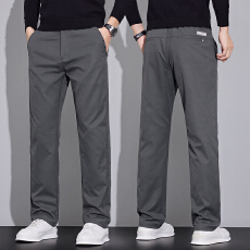 批发实拍秋<b class='q'>冬</b>季新款轻商务修身休闲裤男半松紧腰直筒百搭通勤长裤