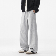 批发秋冬新款美式弯刀休闲针织卫裤男宽松百搭松紧腰运动长裤