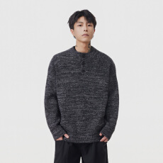 实拍秋冬新款毛衣男纽扣设计款日系复古慵懒风宽松潮牌针织衫