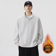 加绒加厚冬季新款卫衣男半拉链立领潮流宽松休闲运动帅气外套上衣