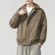 冬季保暖美式复古毛领翻领夹克男潮牌高级感百搭休闲外套棉服