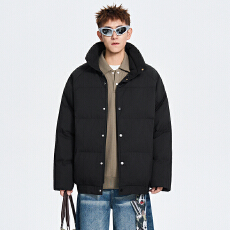 批发冬季新款简约翻领棉服男宽松版型休闲百搭锁温防风保暖棉衣外套