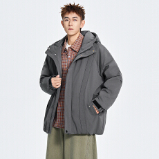 冬装潮牌连帽棉服休闲宽松版型加厚面包服棉袄保暖御寒拼接棉衣