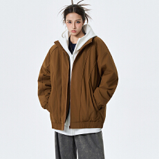 冬装潮牌立领拼接棉服休闲宽松版型加厚面包服棉袄保暖御寒棉衣