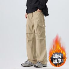 批发加绒加厚工装裤男<b class='q'>冬</b>季新款多袋直筒保暖御寒休闲裤
