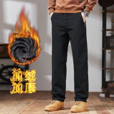 批发冬季加绒加厚保暖轻<b class='q'>商务</b>男士<b class='q'>休闲</b>裤直筒宽松纯棉多口袋水洗长裤