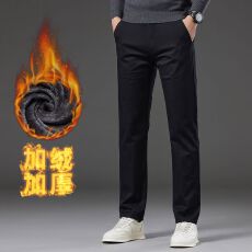 批发冬季加绒加厚保暖轻商务男休闲裤舒适棉直筒弹力通勤长裤