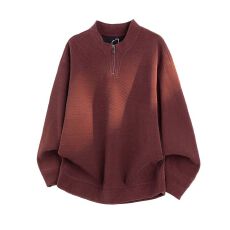 批发加绒加厚保暖御寒<b class='q'>冬</b>装立领套头卫衣男日系宽松半拉链复古百搭上衣