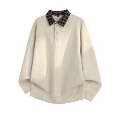 批发加绒加厚保暖<b class='q'>冬</b>装新款翻领拼色卫衣男复古针织衫百搭休闲情侣款