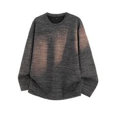 批发冬季新款加绒长袖T恤男士日系复古纯色圆领加厚保暖打底衫<b class='q'>潮</b>