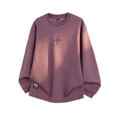 批发加绒加厚冬季新款竹节棉长袖T恤男圆领宽松休闲保暖打底衫