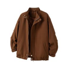 批发立领加厚棉服男纯色日系复古宽松男士夹克夹棉外套潮流百搭休闲