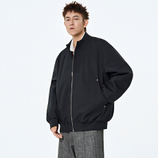 实拍2026春季新款美式高街立领夹克男宽松高级感廓形外套痞帅上衣