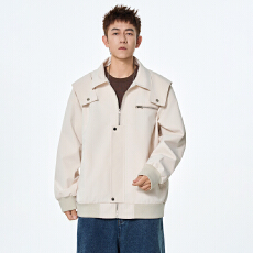 批发实拍2026<b class='q'>春</b>季夹克男新款翻领美式休闲简约宽松百搭痞帅工装外套男