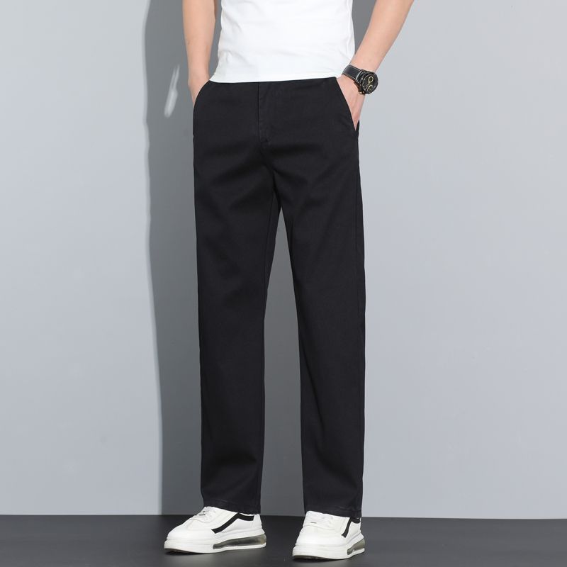 실사 2026 봄 여름 남성 비즈니스 캐주얼 롱 바지 스트레이트 루즈핏 신축성 몸매 가꾸기 남성용 바지 트렌디
