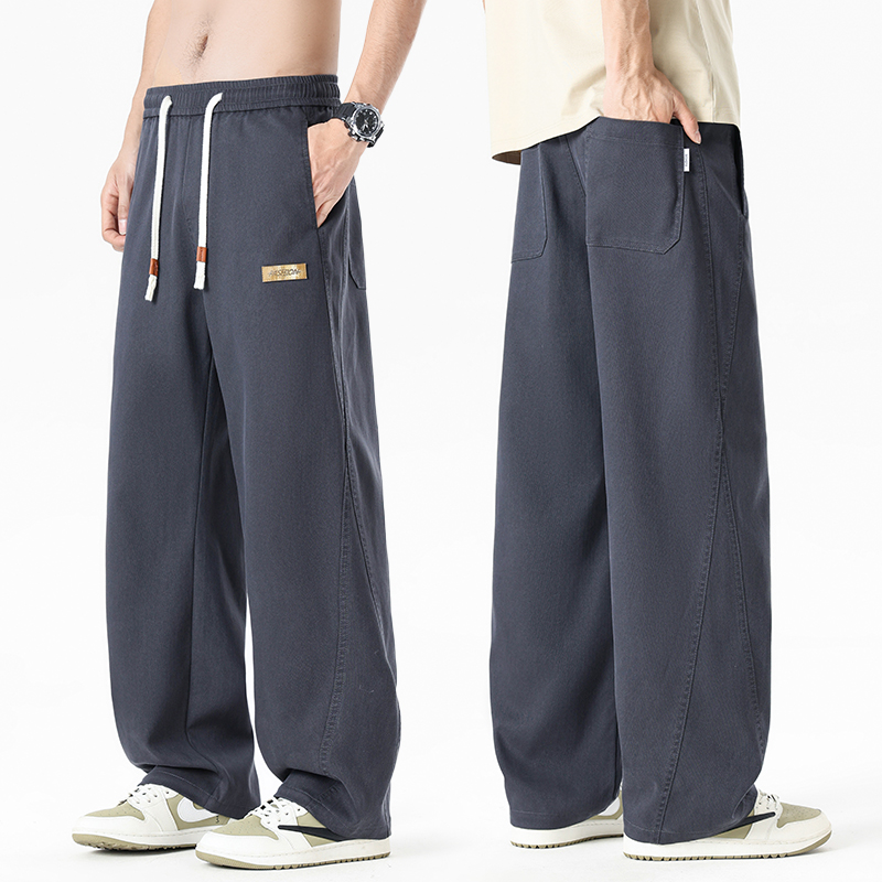 실사 2026 봄 여름 새로운 스트레이트 캐주얼 바지 남자 라이 경기 서울 편안함 허리밴드 바지