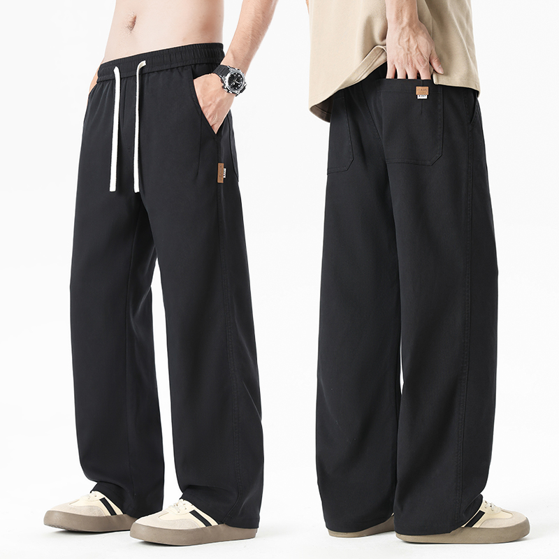 실사 2026 봄 여름 새로운 스트레이트 캐주얼 바지 남자 라이 경기 서울 신축성 편안함 허리밴드 바지