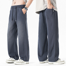 实拍2026夏季新款复古仿牛仔洗水直筒休闲裤男