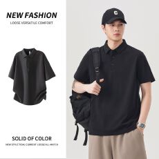 实拍2026夏季新款百搭短袖POLO衫男款纯色翻领弹力T恤