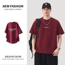 实拍2026夏季新款潮牌美式短袖t恤男宽松硅胶立体反光印花圆领T恤