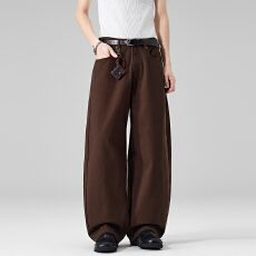 实拍2026春季美式复古宽松直筒微锥牛仔裤男女潮款基础休闲长裤