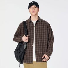 批发实拍2026新款格子<b class='q'>衬衫</b><b class='q'>男</b>士<b class='q'>长袖</b>百搭休闲<b class='q'>衬衣</b>外套潮流日系复古上衣