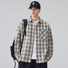 批发格子<b class='q'>衬衫</b><b class='q'>男</b>士<b class='q'>长袖</b>2026春季新款翻领宽松<b class='q'>衬衣</b>开衫百搭情侣外套