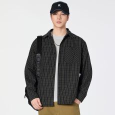 批发实拍2026春季新款长袖衬衫男<b class='q'>日系</b><b class='q'>复古</b>宽松格子衬衣外套开衫