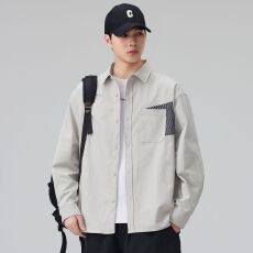 批发实拍2026新款<b class='q'>长袖</b><b class='q'>衬衫</b><b class='q'>男</b>士翻领工装宽松<b class='q'>衬衣</b>外套日系复古潮流时尚