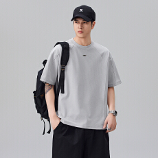 实拍2026夏季男士短袖T恤新款美式潮牌金属装饰百搭宽松休闲上衣