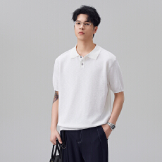 批发纯色短袖polo衫<b class='q'>男</b>款2026夏季新款简约老钱风针织休闲翻领上衣