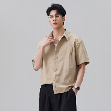 批发实拍2026夏季新款纯色百搭开衫衬衫<b class='q'>男</b>款外套潮流薄款凉感<b class='q'>短袖</b><b class='q'>男</b>