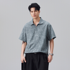 批发实拍2026夏季新款极简百搭开衫衬衫<b class='q'>男</b>潮流薄款凉感<b class='q'>短袖</b><b class='q'>男</b>