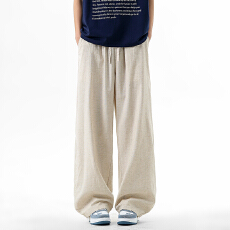 实拍2026夏季新款莱赛尔亚麻裤子男薄款宽松直筒长裤天丝休闲裤