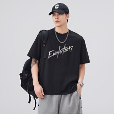 批发实拍2026夏季新款镭射反光潮牌美式高密针织宽松<b class='q'>时尚</b>百搭短袖