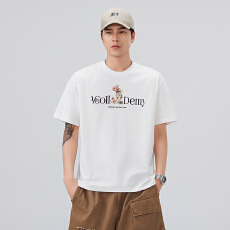 实拍2026夏季新款美式潮牌重工艺短袖男圆领宽松T恤