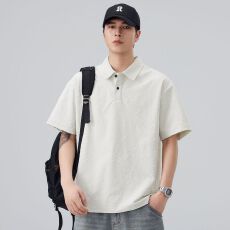 实拍2026夏季新款POLO衫短袖男翻领提花纹理体恤百搭休闲潮牌重磅