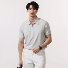 批发实拍2026夏季新款日系提花半拉链<b class='q'>Polo</b><b class='q'>衫</b>短袖<b class='q'>男</b>翻领体恤百搭上衣