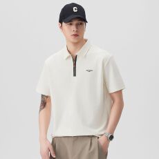 批发实拍2026夏季新款潮牌半拉链简约刺绣<b class='q'>Polo</b><b class='q'>衫</b>短袖<b class='q'>男</b>重磅体恤上衣