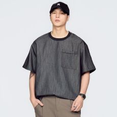 批发实拍2026夏季新款短袖<b class='q'>衬衫</b><b class='q'>男</b>圆领百搭休闲T恤潮流日系复古口袋