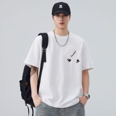 实拍2026夏季新款短袖T恤男日系复古刺绣口袋体恤衫百搭潮牌t恤