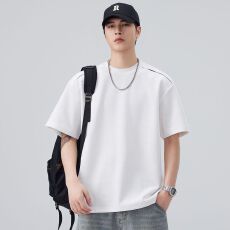 实拍2026夏季新款潮牌破洞短袖T恤男日系复古百搭潮流t恤打底衫