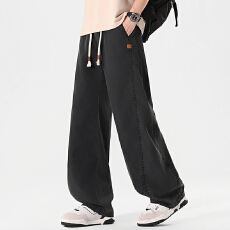 实拍2026夏季新款莱赛尔弯刀休闲裤男宽松百搭冰感松紧腰长裤