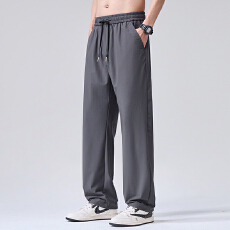 实拍2026夏季新款四面弹直筒轻商务休闲裤男简约百搭松紧腰