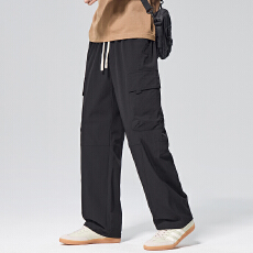 批发实拍2026<b class='q'>夏</b>季新款锦纶工装直筒休闲裤男宽松百搭松紧腰长裤
