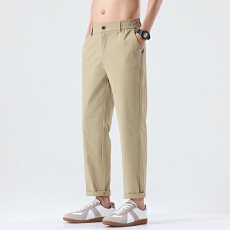 批发实拍2026<b class='q'>夏</b>季新款锦纶直筒轻商务休闲裤男宽松百搭半松紧腰裤子