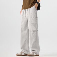 实拍2026夏季新款莱赛尔天丝工装直筒休闲裤男宽松百搭冰丝长裤