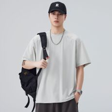 实拍2026夏季新款透气凉感短袖T恤男圆领宽松百搭运动弹力体恤衫