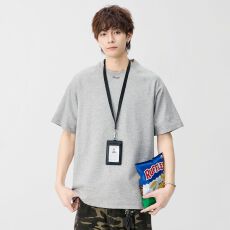 短袖T恤男士设计感圆领宽松五分袖体恤衫2026夏季新款日系复古潮t